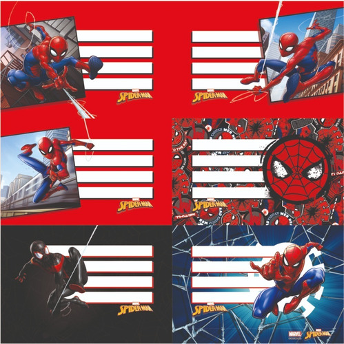 Etiquetas Escolares Spiderman X 12 Unid Mooving Hombre Araña | MercadoLibre