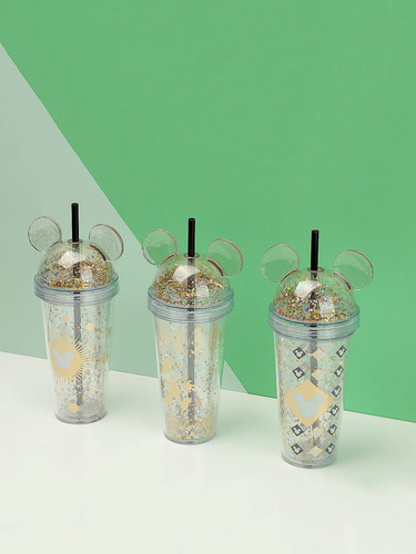 Vaso Plastico Con Tapa Y Popote Mickey Mouse Miniso 420ml