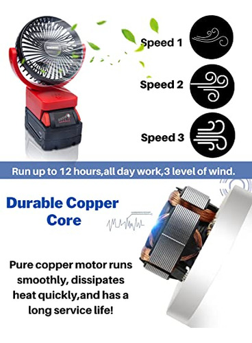 Ventilador Porttil Recargable Para Batera Milwaukee M18 18v