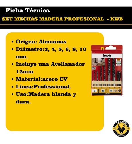 Imagen 4 de 10 de Juego De Mechas Para Madera Para Madera Dura Einhell Kwb 7 U