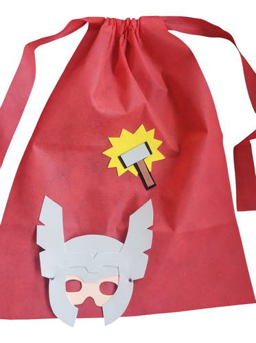 Máscara + Capa + Bolsita Golosinera Friselina Superhéroes Variado Infantil