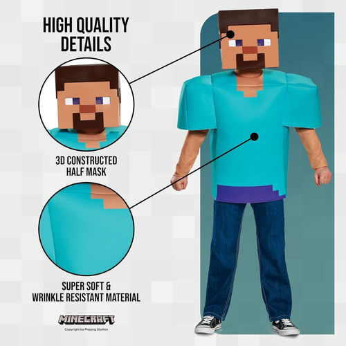Disfraz Clásico De Minecraft Para Niño, Multicolor, 7-8 Años
