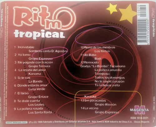 Cd Ritmo Tropical 7 Grupo Ternura Y Otros...