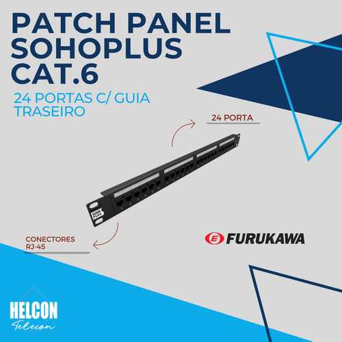 Patch Panel Cat6 24 Portas Furukawa C Guia Traseiro T568a/b