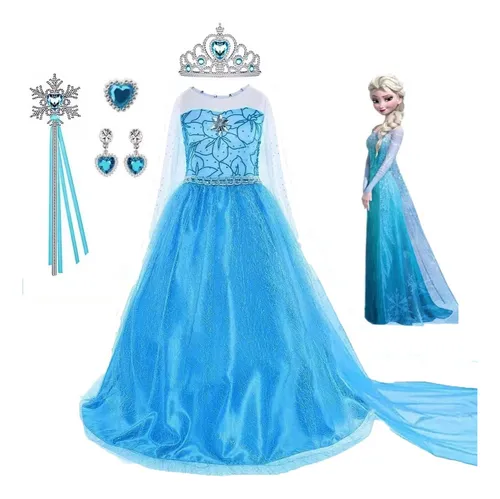 Disfraz talla 150 para 7 8 años para niña de princesa Elsa, Halloween 