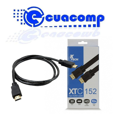 Imagen 2 de 3 de Cable De Video Hdmi Xtech Xtc-152 Full Hd 1080p 3 Metros