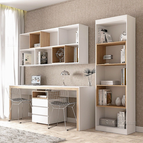 Imagen 2 de 7 de Biblioteca Moderna 4 Estantes De Melamina 156cm De Alto