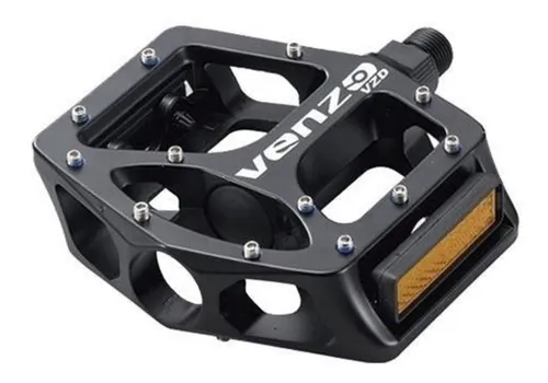 Pedal MTB Venzo Professional Plataforma - Cleat Dual-sided Alloy  Negro/Niquelado - Aro y Pedal