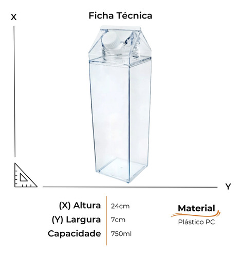 Garrafa De Geladeira Caixa De Leite 750ml Transparente