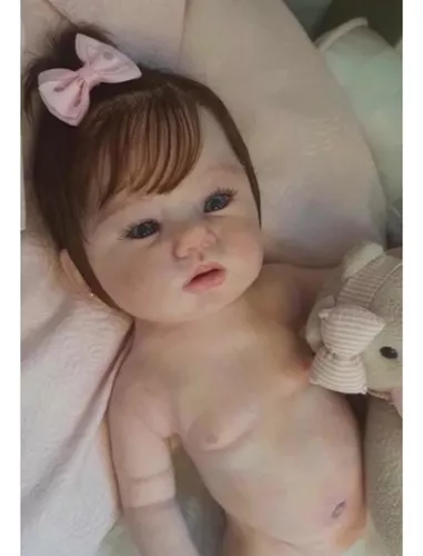 Bebê Reborn Super Realista Manu Silicone Sólido Banho Xixi