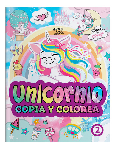 Libro Unicornio Copia Y Colorea  32 Pgs