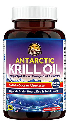 Vitalitown Aceite De Krill Antártico 1000 Mg, Con Omega-3 E
