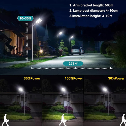 Foco Solar Led Estilo Luminaria De Poste 3000w Negro 7500k