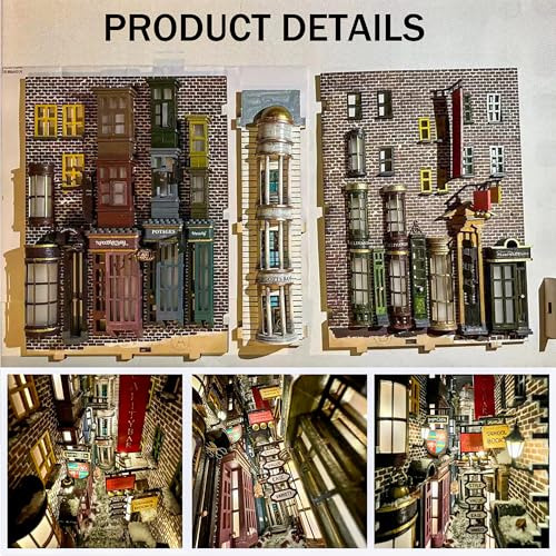 Madera Diagon Alley Book Nook Kit Bookend Stand Bookshelf In