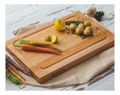 John Boos Block Bbqbd Tabla Para Picar Reversible, Madera D. Color Arce Con Ranura Para Jugo