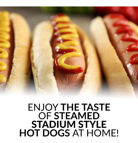 Hot Dog Steamer Nostalgia, Extra Grande, Retro, 20 Bollos Pa