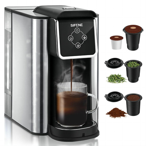 Cafetera 3 En 1 Cápsulas Café Molido Té 6-12 Onzas Negra