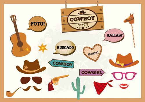 Kit Imprimible Props Cartelitos Lejano Oeste Cowboy Wanted