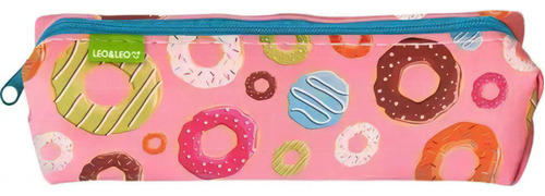 Estojo Bolsinha Porta Lápis Donut Zíper Leo&leo Cor Rosa Donnut