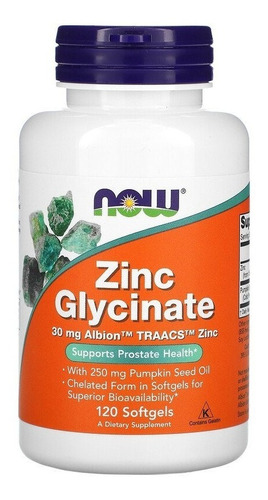 Glicinato De Zinco Now Foods Importado Zinc Glycinate 120 C Sabor Sem Sabor