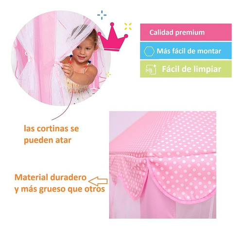 Tienda Infantil Carpa Castillo Casita Portátil Para Niñas Rosa