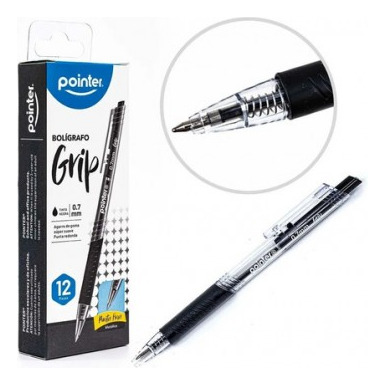 Boligrafo Negro Grip 0.7mm Pointer Caja X12