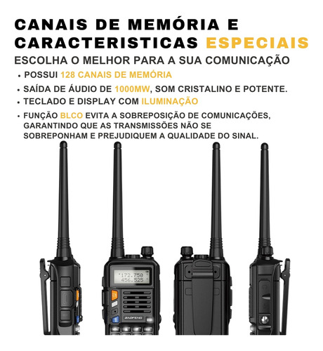 Kit 4 Rádios Baofeng Walkietalk Uvs9plus Rádiofm 2800mah 10w