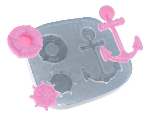 Molde De Silicone 514 - Âncora + Boia + Timão - Fundo Do Mar