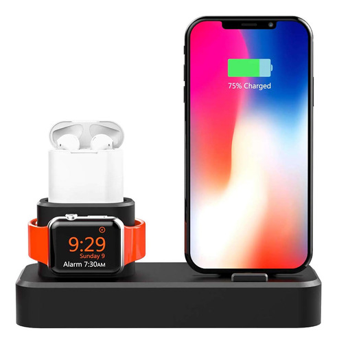 Soporte Carga Silicona Aojue 3 1 Apple Watch / iPhone Y Con