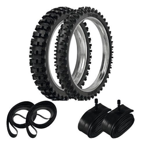 Kit Pneu 100/90-19+80/100-21 Sr39 Rinaldi + Camaras + Cintas