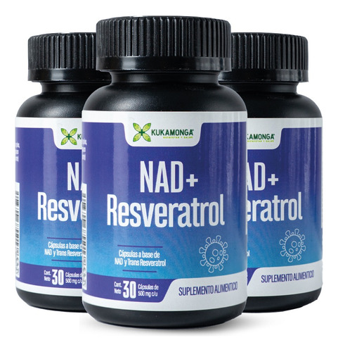 Kit Nad+ Y Resveratrol - 30 Caps Kukamonga (90 Días) Sin Sabor