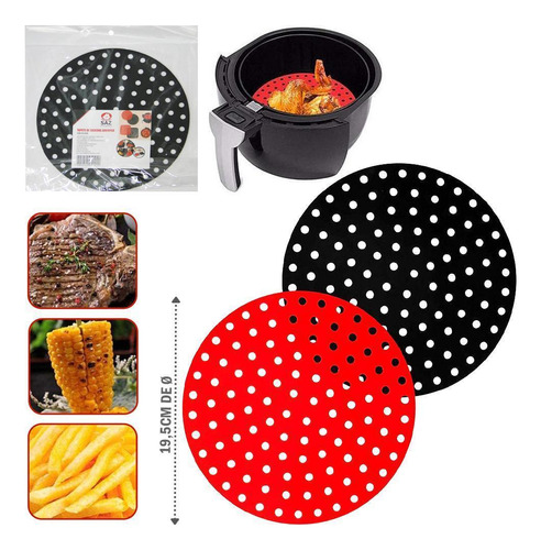 Tapete Esteira Culinario Silicone Redondo Para Air Fryer