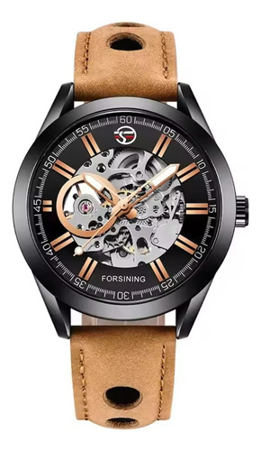 Reloj Mecánico Automático Forsining For19 Brown Black Marrón Negro Negro