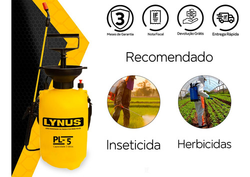 Pulverizador Costal Manual Agrícola Lynus 5 Litros