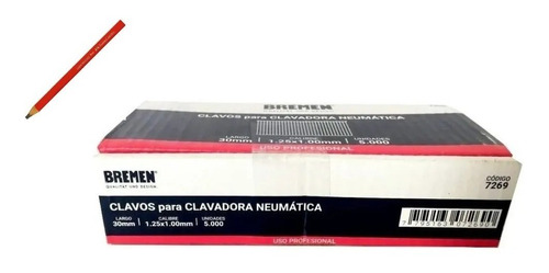 Clavos 30 Mm Para Clavadora Neumatica Bremen® 7264 + Lapiz