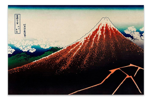 Cuadro Tormenta Debajo De La Cima Hokusai 40x60 M Y C