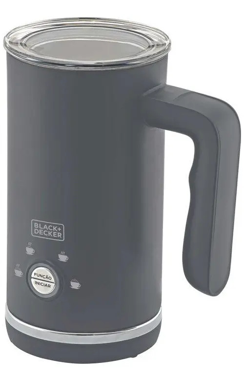 Espumador de Leite Gourmand Gris Black Decker, Modelo EL500, com 4 Funções e Tampa Anti Vazamentos, Capacidade de 300ml