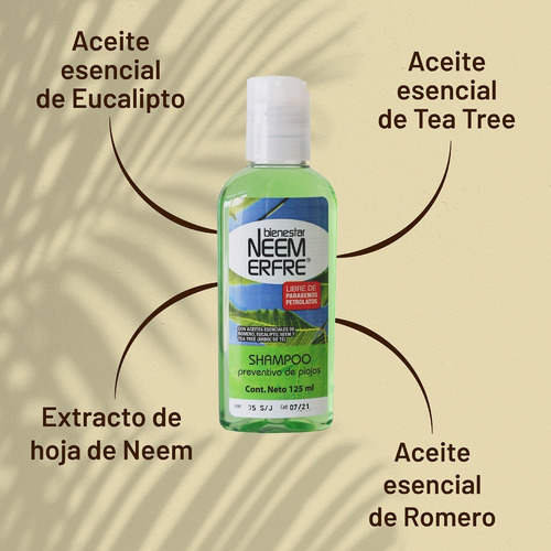 Shampoo Repelente De Piojos De Neem - Pack De 5