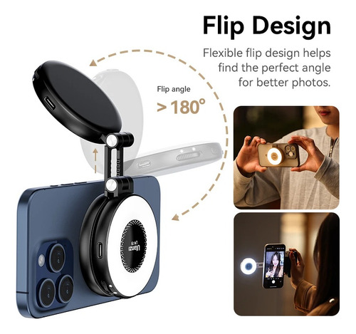 Ulanzi Lm19 Magsafe Luz Portátil Para Selfie Para Iphone Negro