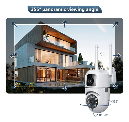 Cámara Ip De Doble Lente De 8mp Para Exteriores, V380pro