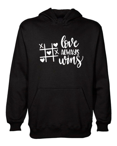 Buzo Canguro Frase Love Always Win El Amor Siempre Hoodie