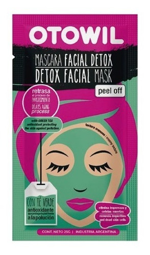 Imagen 3 de 6 de Mascara Facial Efecto Detox C/ Te Verde Otowil Sobre X20g