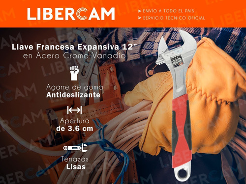 Llave Ajustable Francesa 12 Pulgadas 300mm Mango Goma