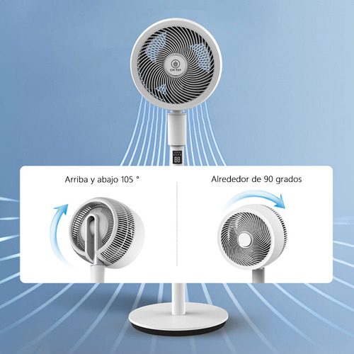 Ventilador De Pedestal CM-TOP Oscilación 90° 3 Aspas Plástico Con 32 Velocidades Temporizador Control Remoto Táctil Altura Ajustable 35 W Estructura Blanco