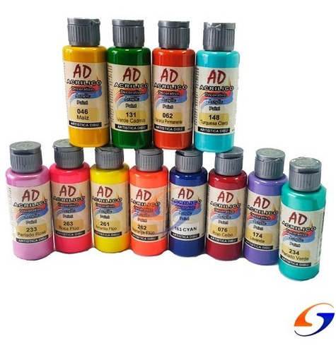 Imagen 1 de 6 de Set De Pintura Acrilica Ad 60ml. X12 Serviciopapelero