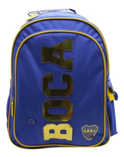 Mochila Escolar Cresko Boca Junior Sonido Cancha Espalda 16p Color Azul Diseño De La Tela Liso