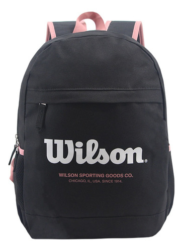 Mochila feminina reforçada para cadernos esportivos urbanos Wilson, cor preta, design de tecido liso