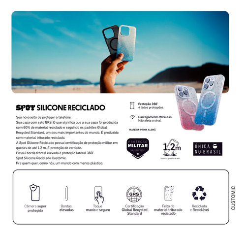 Capa Customic Para iPhone 16 Pro Spot Reciclado Magsafe