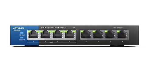 Switch Poe 8 Puertos Giga Linksys Lgs108p 4 Puertos Poe+