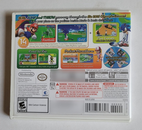 Mario & Sonic At The Rio 2016 - Olympic Games - Nintendo 3ds (Usado)